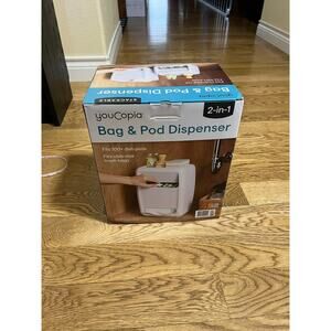 YouCopia White Plastic Bag & Pod Dispenser, 2-in-1, Holds 100+ Pods, 2 Comp